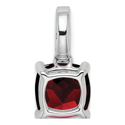 14K White Gold 1/15 ct tw Garnet & Diamond Cushion Pendant – view 4