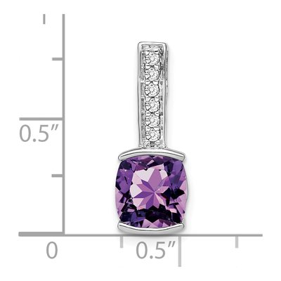 14K White Gold 1/8 ct tw Amethyst & Diamond Slide Pendant – view 3