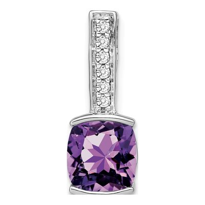 14K White Gold 1/8 ct tw Amethyst & Diamond Slide Pendant