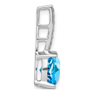 14K White Gold 1/8 ct tw Swiss Blue Topaz & Diamond Slide Pendant – view 2