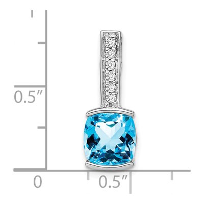 14K White Gold 1/8 ct tw Swiss Blue Topaz & Diamond Slide Pendant – view 3