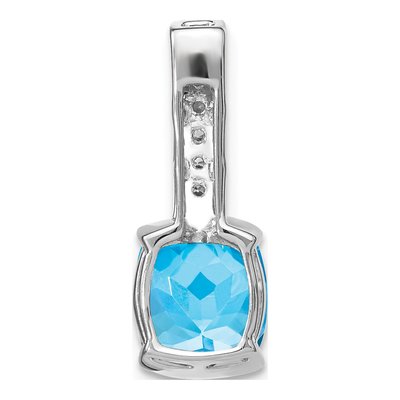 14K White Gold 1/8 ct tw Swiss Blue Topaz & Diamond Slide Pendant – view 4