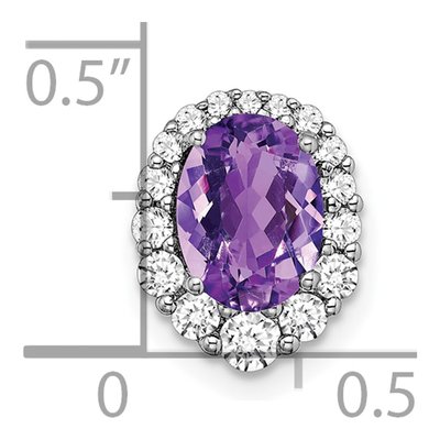 14K White Gold 1/3 ct tw Amethyst & Diamond Halo Slide Pendant – view 2