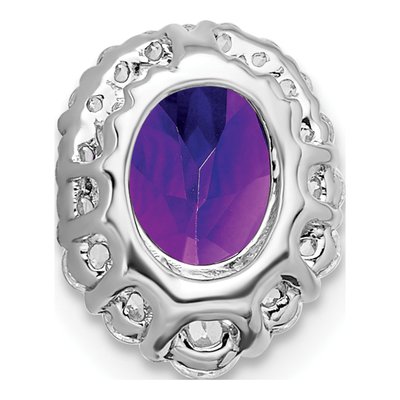 14K White Gold 1/3 ct tw Amethyst & Diamond Halo Slide Pendant – view 3