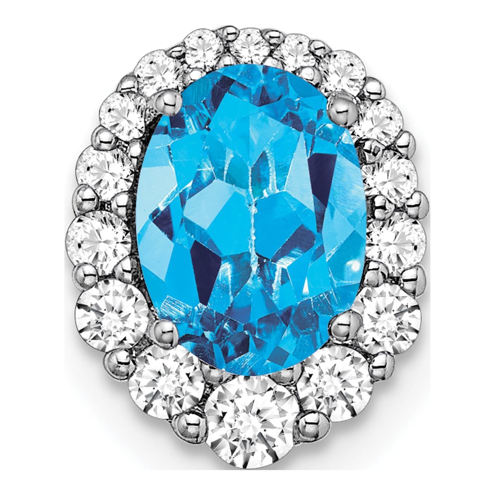 14K White Gold 1/3 ct tw Swiss Blue Topaz & Diamond Slide Pendant