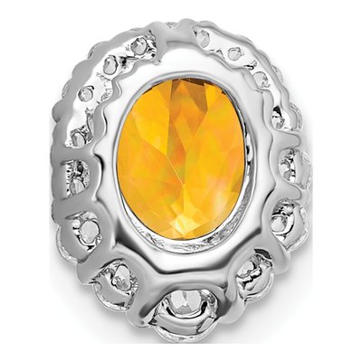 14K White Gold 1/3 ct tw Citrine & Diamond Halo Slide Pendant – view 3