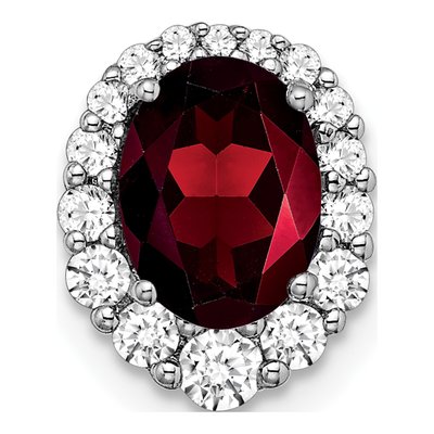 14K White Gold 1/3 ct tw Garnet & Diamond Halo Slide Pendant