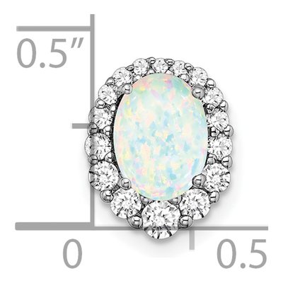 14K White Gold 1/3 ct tw Lab-Created Opal & Diamond Halo Slide Pendant – view 2