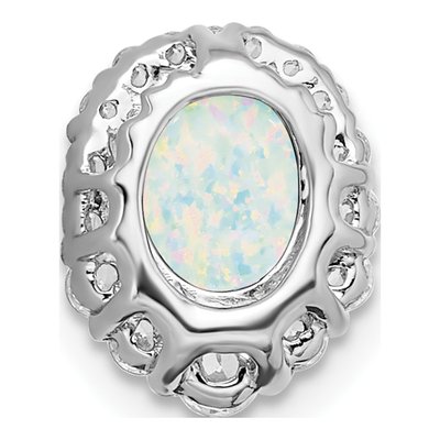 14K White Gold 1/3 ct tw Lab-Created Opal & Diamond Halo Slide Pendant – view 3