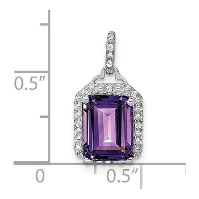 10K White Gold 1/20 ct tw Amethyst & Diamond Halo Pendant – view 3