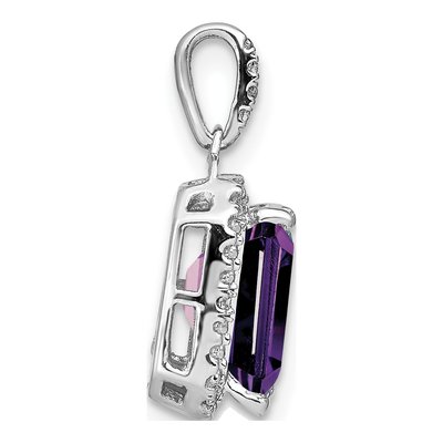 14K White Gold 1/20 ct tw Amethyst & Diamond Halo Pendant – view 2