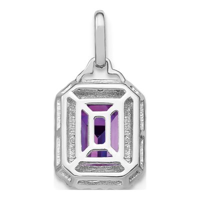 14K White Gold 1/20 ct tw Amethyst & Diamond Halo Pendant – view 4