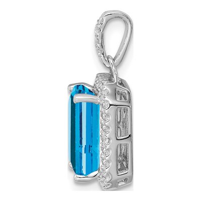 10K White Gold 1/20 ct tw Swiss Blue Topaz & Diamond Halo Pendant – view 3