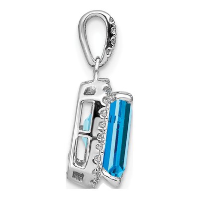 14K White Gold 1/20 ct tw Swiss Blue Topaz & Diamond Halo Pendant – view 2