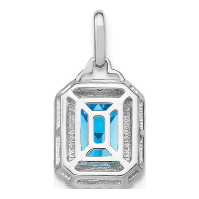 14K White Gold 1/20 ct tw Swiss Blue Topaz & Diamond Halo Pendant – view 4