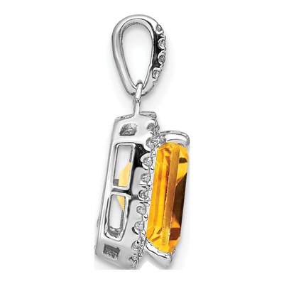 14K White Gold 1/20 ct tw Citrine & Diamond Halo Pendant – view 2