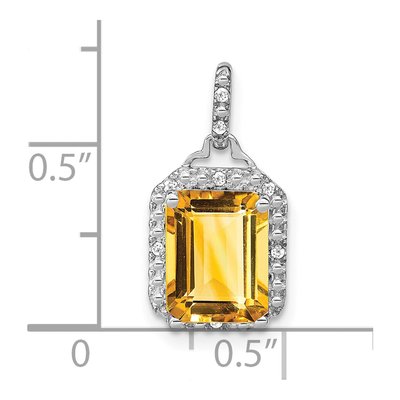 14K White Gold 1/20 ct tw Citrine & Diamond Halo Pendant – view 3