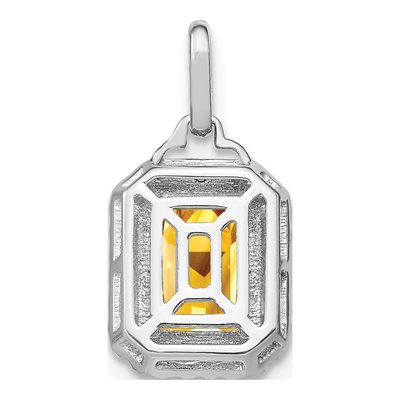 14K White Gold 1/20 ct tw Citrine & Diamond Halo Pendant – view 4