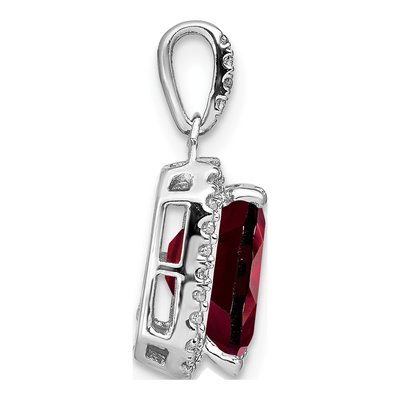 14K White Gold 1/20 ct tw Garnet & Diamond Halo Pendant – view 3