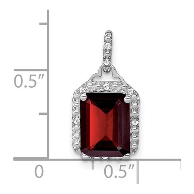 14K White Gold 1/20 ct tw Garnet & Diamond Halo Pendant – view 4