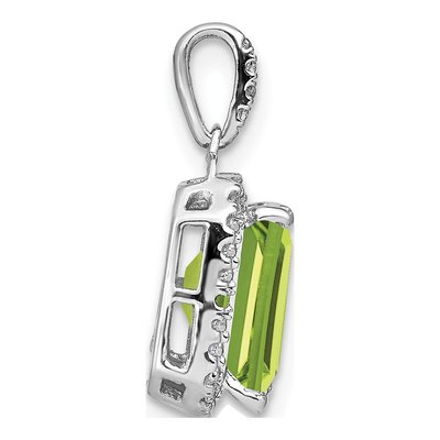 14K White Gold 1/20 ct tw Peridot & Diamond Halo Pendant – view 2