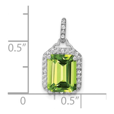 14K White Gold 1/20 ct tw Peridot & Diamond Halo Pendant – view 3