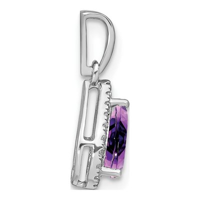 14K White Gold 1/10 ct tw Amethyst & Diamond Pear Halo Pendant – view 3
