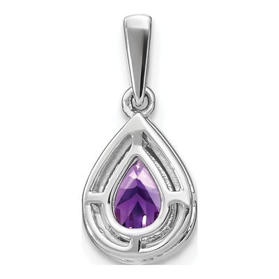14K White Gold 1/10 ct tw Amethyst & Diamond Pear Halo Pendant – view 5