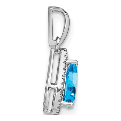 14K White Gold 1/10 ct tw Swiss Blue Topaz & Diamond Pear Halo Pendant – view 2