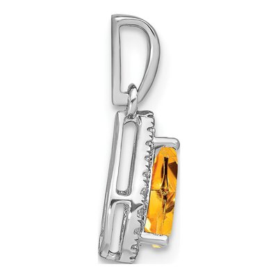 14K White Gold 1/10 ct tw Citrine & Diamond Pear Halo Pendant – view 2