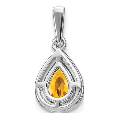14K White Gold 1/10 ct tw Citrine & Diamond Pear Halo Pendant – view 4