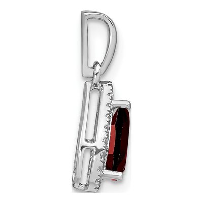 14K White Gold 1/10 ct tw Garnet & Diamond Pear Halo Pendant – view 3