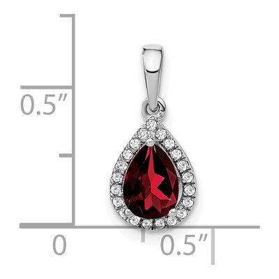 14K White Gold 1/10 ct tw Garnet & Diamond Pear Halo Pendant – view 4