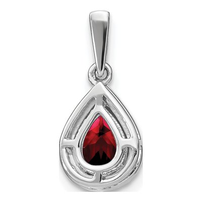14K White Gold 1/10 ct tw Garnet & Diamond Pear Halo Pendant – view 5