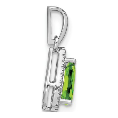 14K White Gold 1/10 ct tw Peridot & Diamond Pear Halo Pendant – view 3