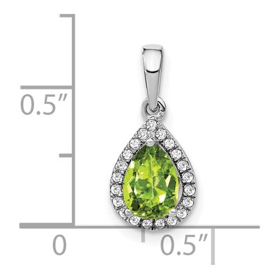 14K White Gold 1/10 ct tw Peridot & Diamond Pear Halo Pendant – view 4