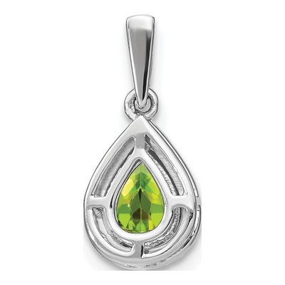 14K White Gold 1/10 ct tw Peridot & Diamond Pear Halo Pendant – view 5