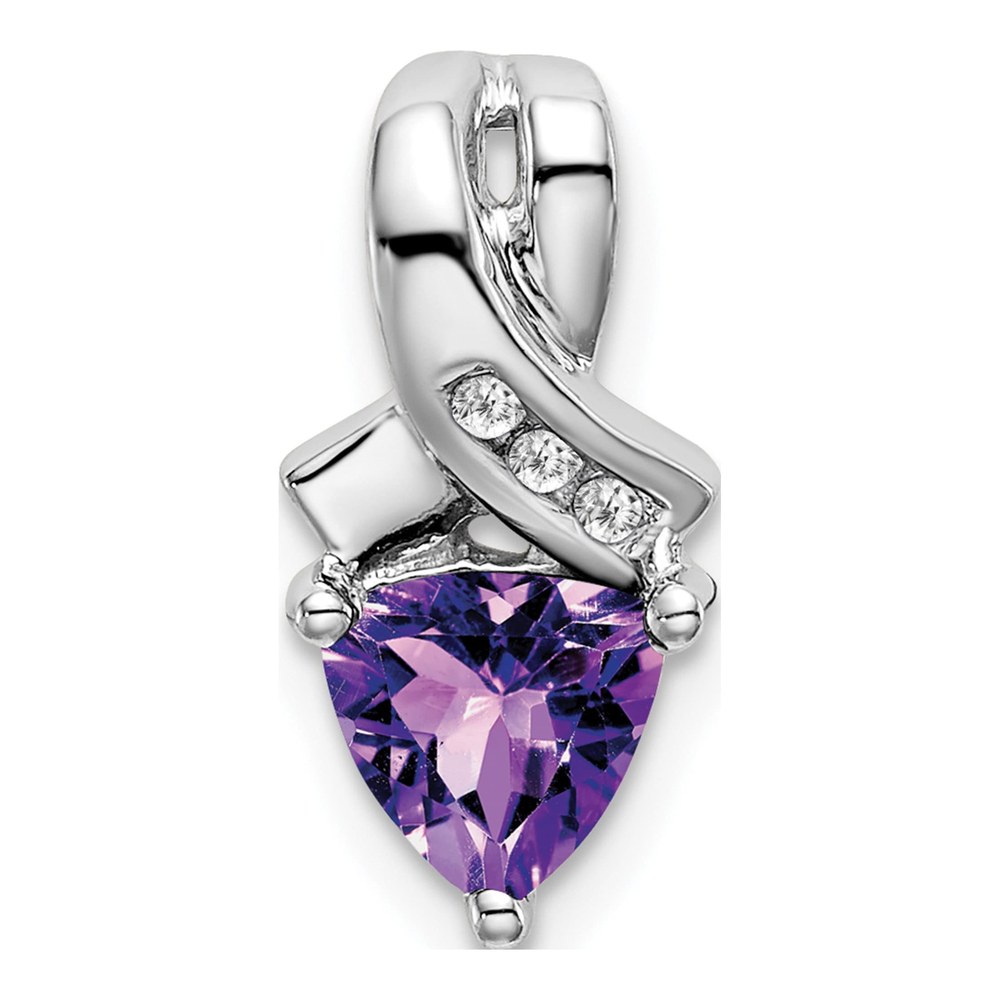 14K White Gold Amethyst & Diamond Slide Pendant