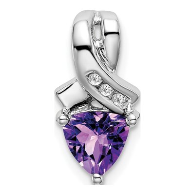 14K White Gold Amethyst & Diamond Slide Pendant