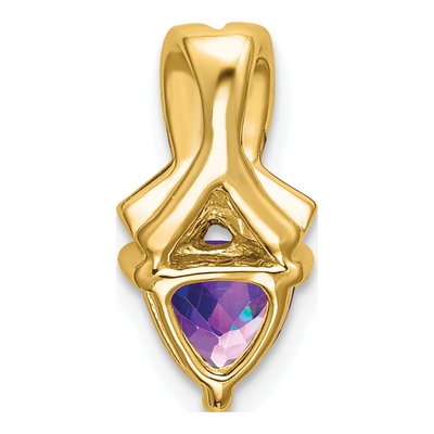 14K Yellow Gold Amethyst & Diamond Trillion Slide Pendant – view 4