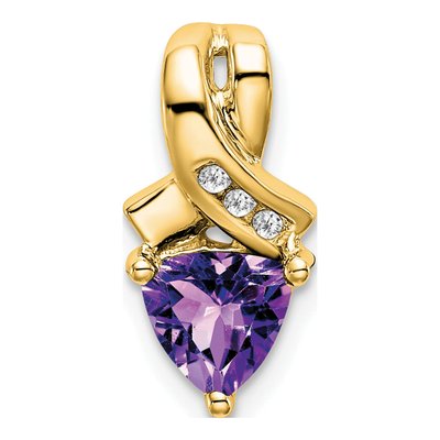 14K Yellow Gold Amethyst & Diamond Trillion Slide Pendant
