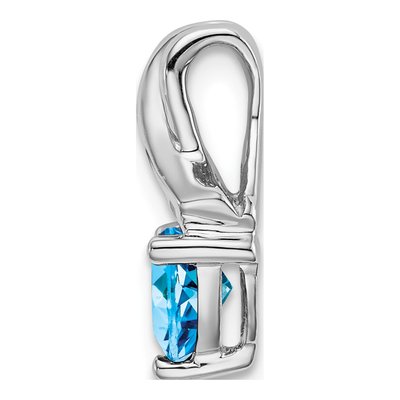 14K White Gold Swiss Blue Topaz & Diamond Slide Pendant – view 2