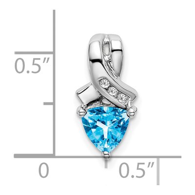 14K White Gold Swiss Blue Topaz & Diamond Slide Pendant – view 3