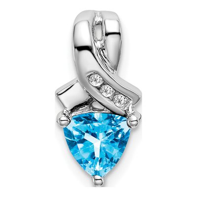 14K White Gold Swiss Blue Topaz & Diamond Slide Pendant