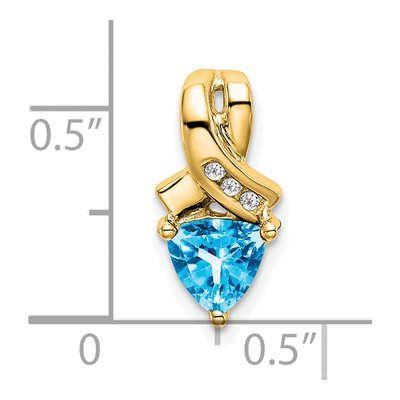 14K Yellow Gold Swiss Blue Topaz & Diamond Trillion Slide Pendant – view 3