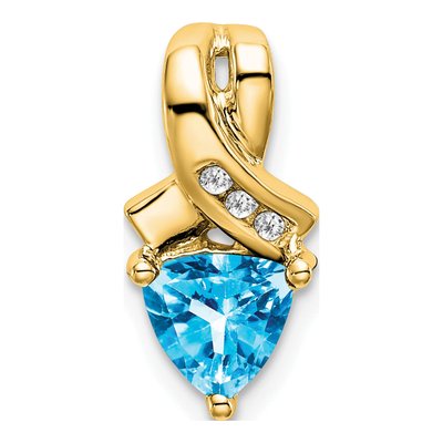 14K Yellow Gold Swiss Blue Topaz & Diamond Trillion Slide Pendant