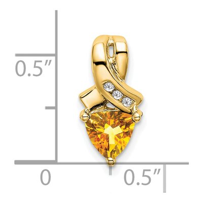 14K Yellow Gold Citrine & Diamond Trillion Slide Pendant – view 3