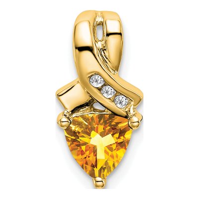 14K Yellow Gold Citrine & Diamond Trillion Slide Pendant