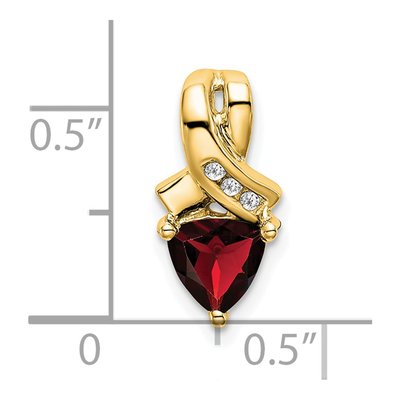 14K Yellow Gold Garnet & Diamond Trillion Slide Pendant – view 3