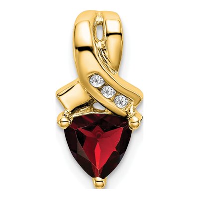 14K Yellow Gold Garnet & Diamond Trillion Slide Pendant